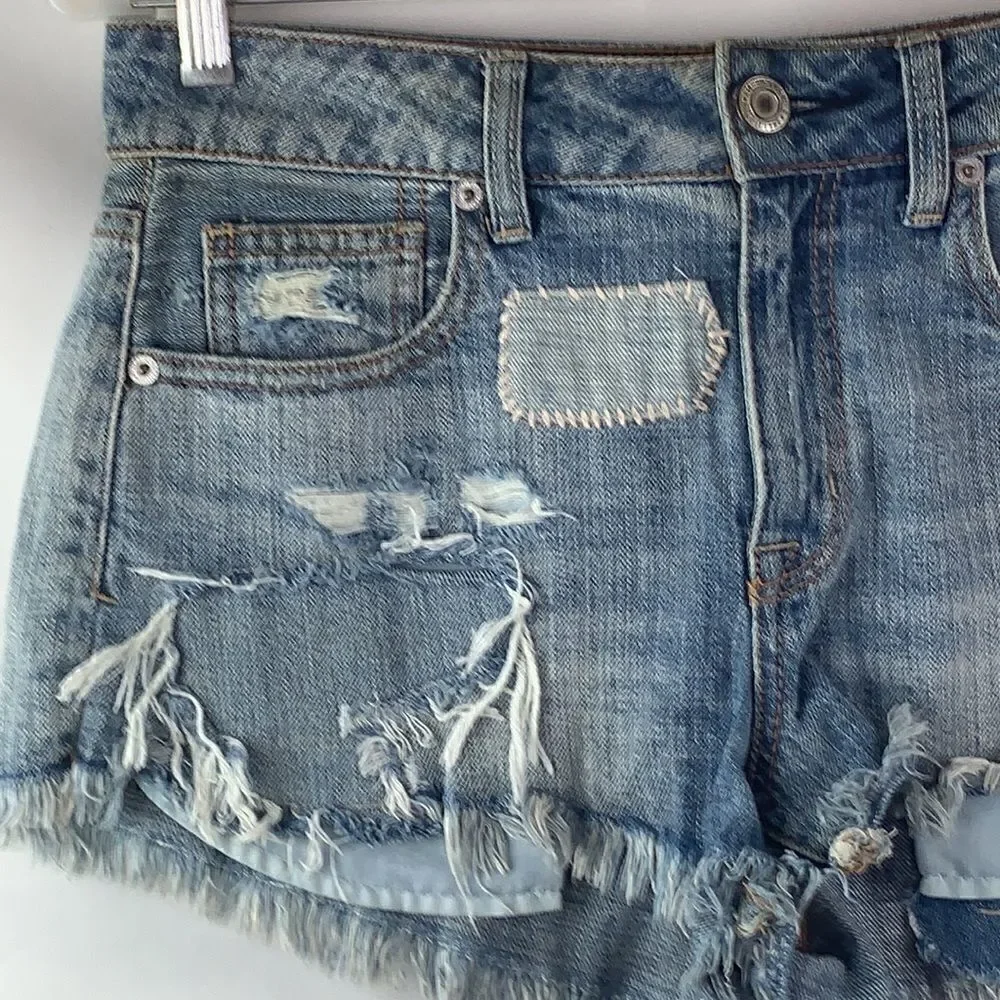 American Eagle high rise shortie denim shorts size 4